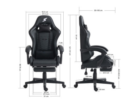 Cadeira Gamer SuperFrame Hunter, Reclinável, Tecido, Preto e Azul, GN-CH-HTR2DBBF