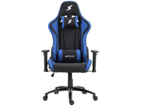 Cadeira Gamer SuperFrame Cleric, Reclinável, 4D, Tecido, Preta e Azul, SF-CH-CRR4DBBF