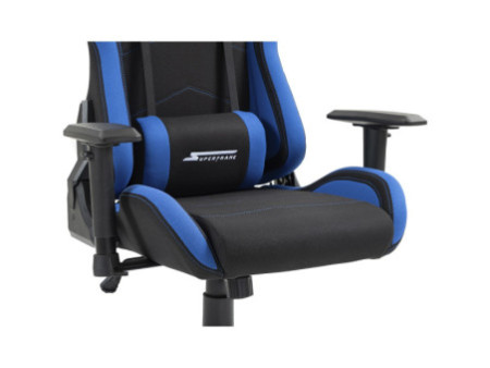 Cadeira Gamer SuperFrame Cleric, Reclinável, 4D, Tecido, Preta e Azul, SF-CH-CRR4DBBF