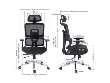 Cadeira de Escritório Dr. Office Ergo, Branco, Mesh, Altura Ajustável, DR-CH-EGR2DBWF