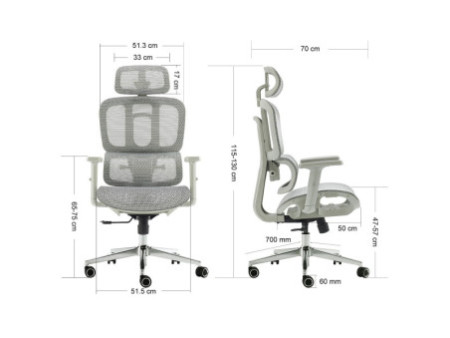 Cadeira De Escritório Dr. Office Prime, Mesh, Altura Ajustável, Cinza, DR-CH-PMN0DWF