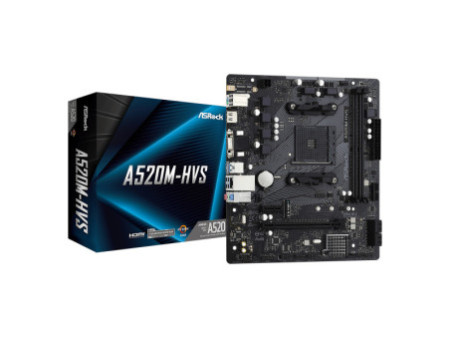 Placa Mãe ASRock A520M-HVS, A520, AMD AM4, mATX, DDR4, 90-MXBE60-A0UAYZ