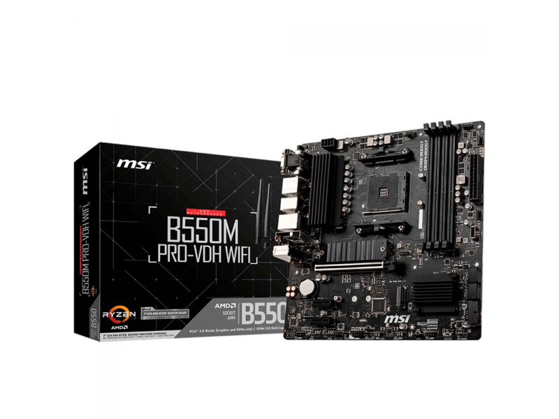 Placa Mãe MSI B550M PRO-VDH WIFI, Chipset B550, AMD AM4, mATX, DDR4