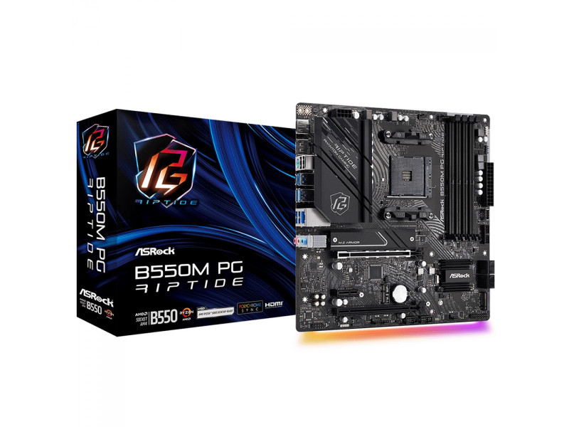 Placa Mãe ASRock B550M PG RIPTIDE, Chipset B550, AMD AM4, MATX, DDR4