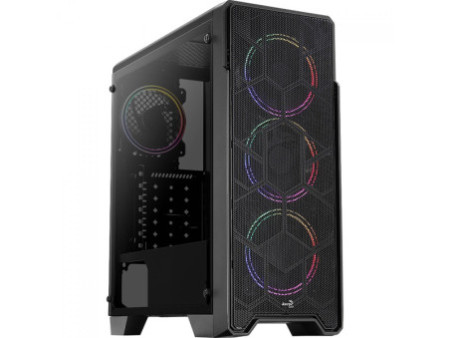 Gabinete Gamer Aerocool Dryft, Mid Tower, Vidro Temperado, Preto, Sem Fonte, Com 6 Fans ARGB