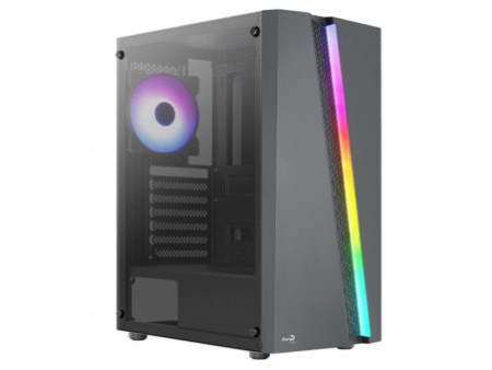 Gabinete Gamer Aerocool Streak, RGB, Mid Tower, Acrílico, Black, ATX, Sem Fonte, Com 1 Fan