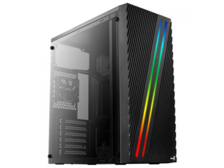 Gabinete Gamer Aerocool Delta, RGB, Mid Tower, Vidro Temperado, Black, ATX, Sem Fonte, Com 1 Fan