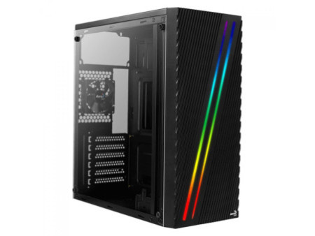 Gabinete Gamer Aerocool Delta, RGB, Mid Tower, Vidro Temperado, Black, ATX, Sem Fonte, Com 1 Fan