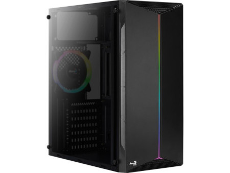 Gabinete Gamer Aerocool Prime, Mid Tower, Vidro Temperado, RGB, Black, ATX, Sem Fonte, Com 1 Fan, Prime-G-BK-V1