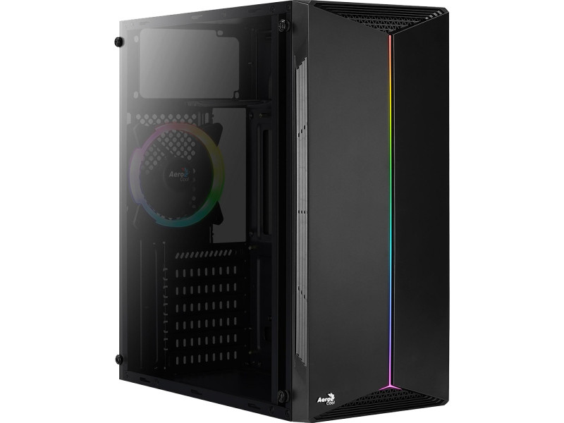 Gabinete Gamer Aerocool Prime, Mid Tower, Vidro Temperado, RGB, Black, ATX, Sem Fonte, Com 1 Fan, Prime-G-BK-V1 Gabinete Gamer Aerocool Prime, Mid Tower, Vidro Temperado, RGB, Black, ATX, Sem Fonte, Com 1 Fan, Prime-G-BK-V1