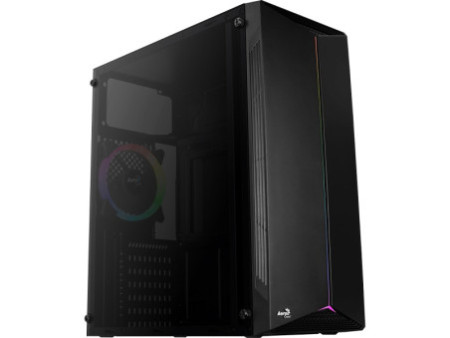 Gabinete Gamer Aerocool Prime, Mid Tower, Vidro Temperado, RGB, Black, ATX, Sem Fonte, Com 1 Fan, Prime-G-BK-V1