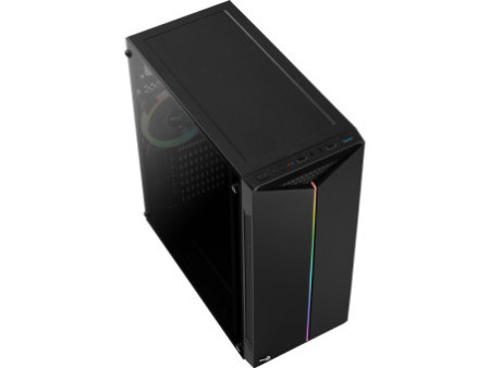 Gabinete Gamer Aerocool Prime, Mid Tower, Vidro Temperado, RGB, Black, ATX, Sem Fonte, Com 1 Fan, Prime-G-BK-V1