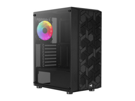 Gabinete Gamer Aerocool Mirage, Mid Tower, RGB, Vidro Temperado, Black, ATX, Sem Fonte, Com 1 Fan, MIRAGE-G-BK-V1