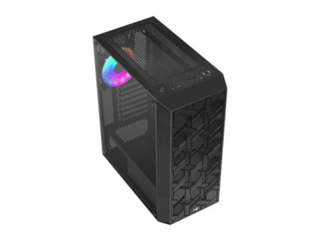 Gabinete Gamer Aerocool Mirage, Mid Tower, RGB, Vidro Temperado, Black, ATX, Sem Fonte, Com 1 Fan, MIRAGE-G-BK-V1