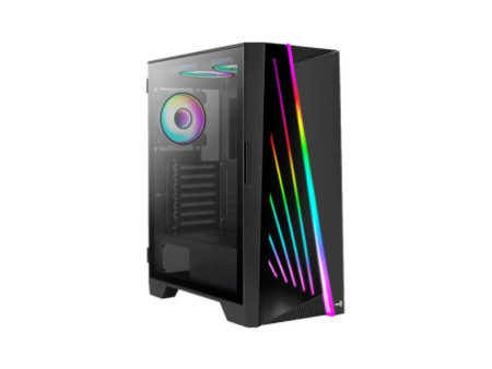 Gabinete Gamer Aerocool Gladiator Duo, Mid Tower, ARGB, Vidro Temperado, Black, ATX, Sem Fonte, Com 3 fans, GLADIADOR DUO-G-BK-V