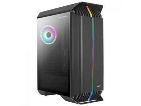 Gabinete Gamer Aerocool Quantum, V2 73875, Mid Tower, RGB, Vidro Temperado, Black, ATX, Sem Fonte, Com 3 fans, QUANTUM-G-BK-V2