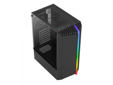 Gabinete Gamer Aerocool Wave, V1, Mid Tower, Vidro Temperado, Black, ATX, Sem Fonte, Com 1 fan, WAVE-G-BK-V1