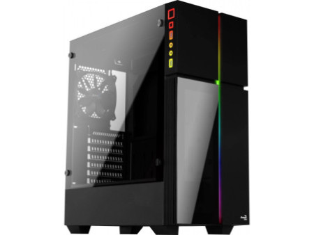 Gabinete Gamer Aerocool Rift RGB, Mid Tower, Acrílico, Black, Sem Fonte, Com 1 Fan
