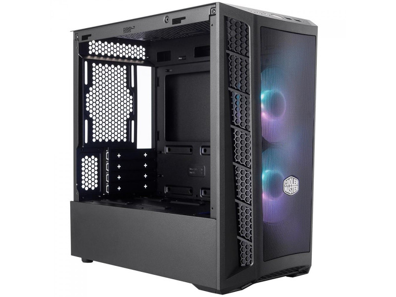 Gabinete Gamer Cooler Master MasterBox MB320L, Mini Tower, Vidro Temperado, Black, Micro ATX, Sem Fonte, Com 1 Fan, MCB-B320L-KG