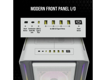 Gabinete Gamer Corsair 4000D Airflow, RGB, Mid Tower, Vidro Temperado, ATX, White, Sem Fonte, Com 3 Fans, CC-9011241-WW