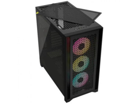Gabinete Gamer Corsair 3000D Airflow, RGB, Mid Tower, Vidro Temperado, ATX, Black, Sem Fonte, Com 3 Fans, CC-9011255-WW