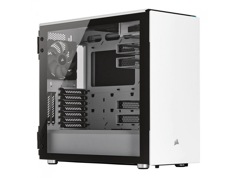 Gabinete Gamer Corsair, Icue 220T AirFlow, Mid Tower, Vidro Temperado, ATX, Black, CC-9011173-WW, Sem Fonte, Com 3 Fans