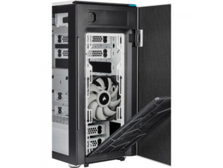 Gabinete Gamer Corsair, Icue 220T AirFlow, Mid Tower, Vidro Temperado, ATX, Black, CC-9011173-WW, Sem Fonte, Com 3 Fans