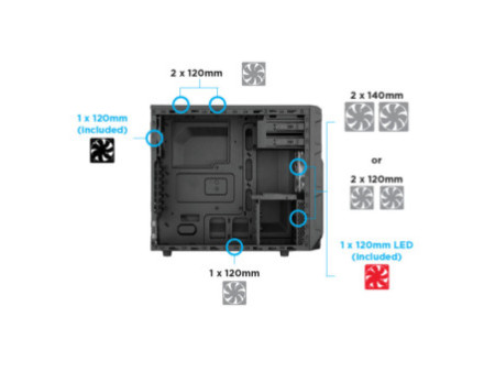 Gabinete Gamer Corsair Carbide SPEC-02 Led Red, Mid Tower, Com 2 Fans, Lateral em Acrílico, Black, Sem Fonte, CC-9011051-WW