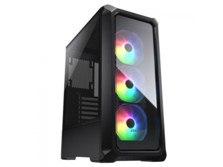 Gabinete Gamer Cougar MX440 Mesh RGB, Mid Tower, Vidro Temperado, ATX, Black, Sem Fonte, Com 3 Fans, 3856C10.0007