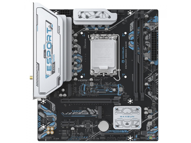 Placa Mãe Maxsun eSport B860M GANK WiFi, Chipset B860, Intel LGA 1851, mATX, DDR5 Placa Mãe Maxsun eSport B860M GANK WiFi, Chipset B860, Intel LGA 1851, mATX, DDR5