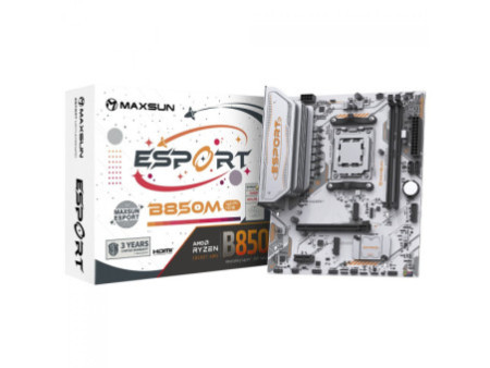 Placa Mãe Maxsun eSport B850M WiFi ICE, Chipset B850, AMD AM5, mATX, DDR5