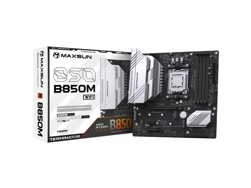 Placa Mãe Maxsun Terminator B850M WiFi, Chipset B850, AMD AM5, mATX, DDR5