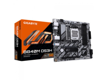 Placa Mãe Gigabyte B840M DS3H, Chipset B840, AMD AM5, MATX, DDR5