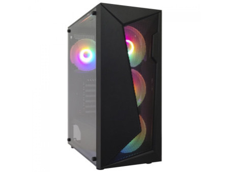 Gabinete Gamer Duex, Mid Tower, Vidro Temperado, Black, M-ATX, Sem Fonte, Com 4 Fans, DX305M-RGB-FAN