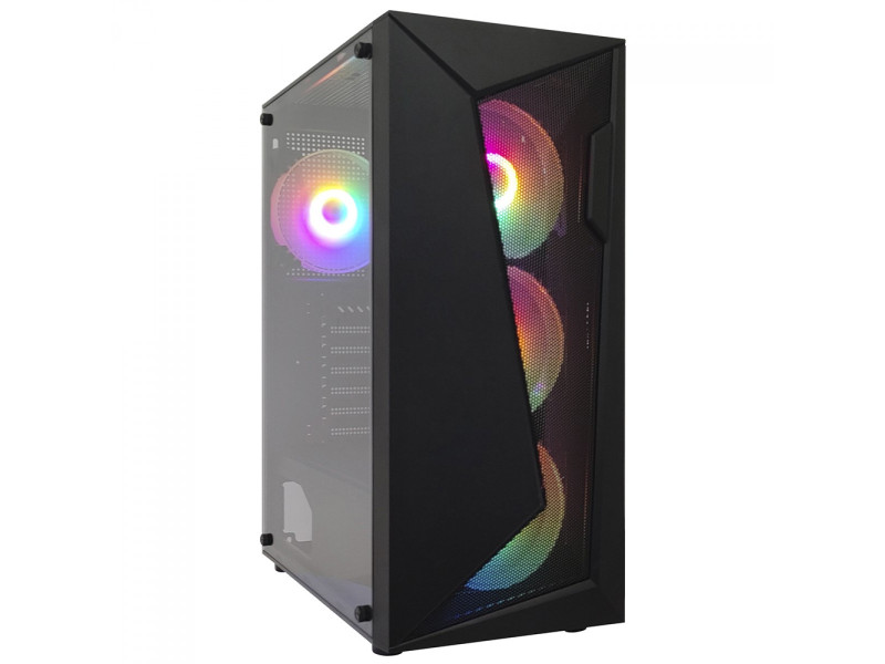 Gabinete Gamer Duex, Mid Tower, Vidro Temperado, Black, M-ATX, Sem Fonte, Com 4 Fans, DX305M-RGB-FAN