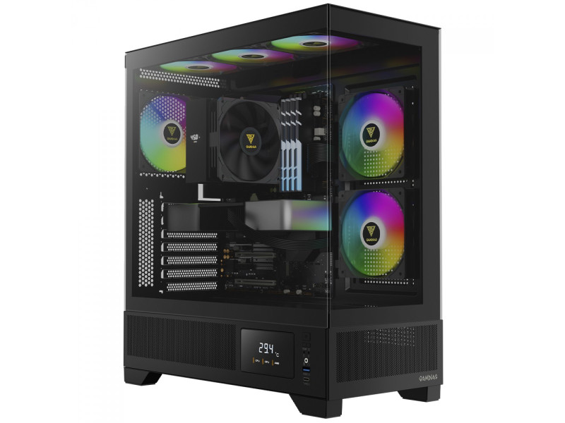 Gabinete Gamer Gamdias Atlas E2 CG WH, Mid Tower, Vidro Temperado, ATX, Sem Fonte, Com 3 Fans ARGB, Branco