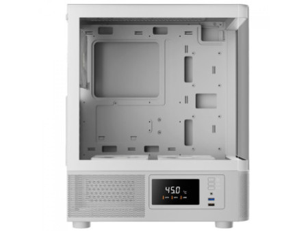 Gabinete Gamer Gamdias Atlas E1 WH, Mid Tower, Display Digital, Vidro Temperado, ATX, White, Sem Fonte, Com 3 Fans ARGB
