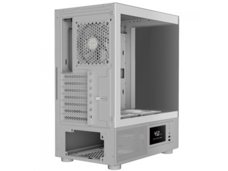 Gabinete Gamer Gamdias Atlas E1 WH, Mid Tower, Display Digital, Vidro Temperado, ATX, White, Sem Fonte, Com 3 Fans ARGB