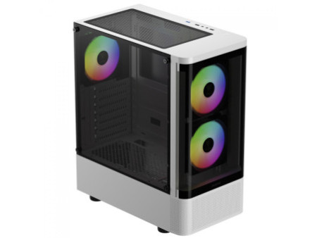 Gabinete Gamer Gamdias Talos E3 CG, Mid Tower, Vidro Temperado, ATX, Com 3 Fans ARGB, Preto