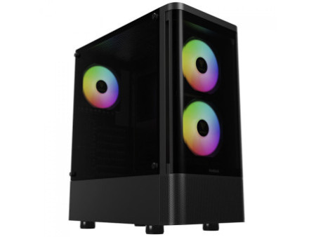 Gabinete Gamer Gamdias Aura GC5, Mid Tower, Vidro Temperado, Display Digital, ATX, Sem Fonte,Com 3 Fans ARGB, Preto