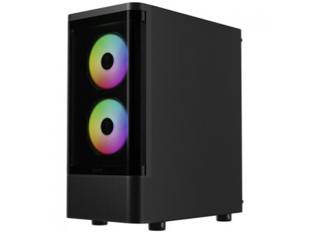 Gabinete Gamer Gamdias Aura GC5, Mid Tower, Vidro Temperado, Display Digital, ATX, Sem Fonte,Com 3 Fans ARGB, Preto