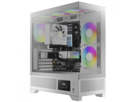 Gabinete Gamer Gamdias Argus E4 Elite, RGB, Mid Tower, Vidro Temperado, White, Sem fonte, Com 1 Fan
