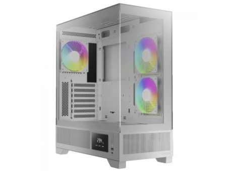 Gabinete Gamer Gamdias Argus E4 Elite, RGB, Mid Tower, Vidro Temperado, White, Sem fonte, Com 1 Fan