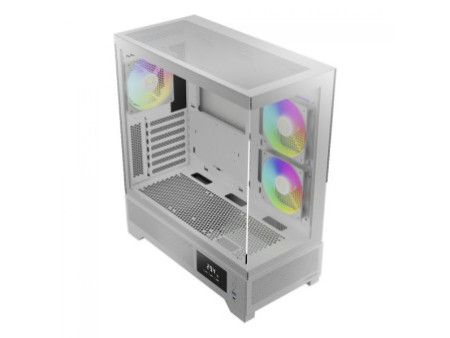 Gabinete Gamer Gamdias Argus E4 Elite, RGB, Mid Tower, Vidro Temperado, White, Sem fonte, Com 1 Fan
