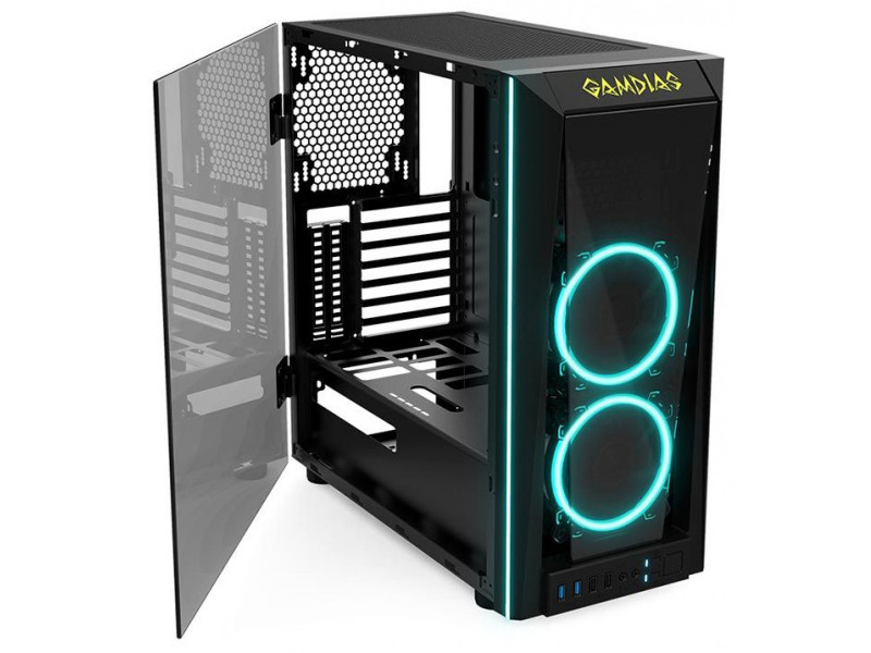 Gabinete Gamer Gamemax Optical G510, Mid Tower, Com 3 Fans, Vidro Temperado, Black, Sem Fonte