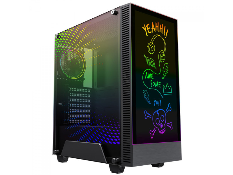 Gabinete Gamer Gamemax Revolt 3606, RGB, Mid Tower, Vidro Temperado, White, Sem Fonte, Com 3 Fans