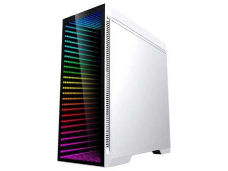 Gabinete Gamer Gamemax Precision, ARGB, 8808, White, Mid Tower, Vidro Temperado, E-ATX, Sem Fonte, Com 2 Fans