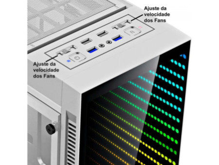 Gabinete Gamer Gamemax Precision, ARGB, 8808, White, Mid Tower, Vidro Temperado, E-ATX, Sem Fonte, Com 2 Fans