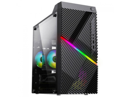 Gabinete PowerX 6503BK, Mini Tower, Black, Com Fita Led RGB, mATX, Com Fonte, Com Fan