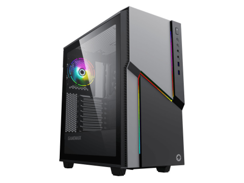 Gabinete Gamer Gamemax Paladin T801, Mid Tower, ARGB, Vidro Temperado, Black, E-ATX, Sem Fonte, Com 1 Fan